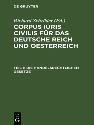 cover image of Die handelsrechtlichen Gesetze
